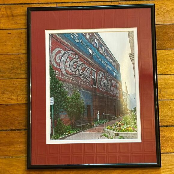 Keene New Hampshire Painted Coca Cola Mural Framed and Matted Print 11.5x14.5 - Picture 1 of 6